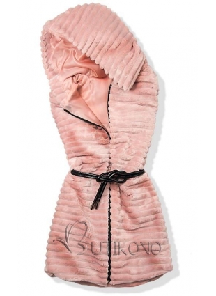 Růžová kožešinová vesta s páskem IT05