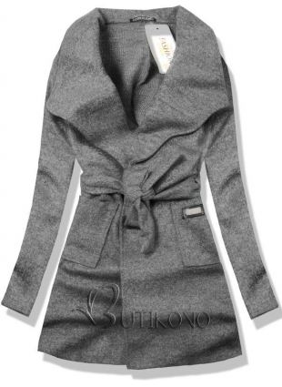 Tmavě šedý podzimní kabát 6738