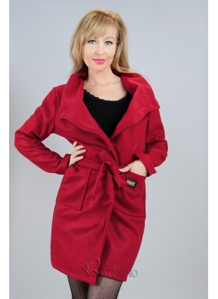 Vínovo červený podzimní kabát 6738