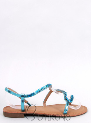 Modré sandály s krystalky