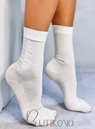 Hladké vysoké dámské ponožky ecru