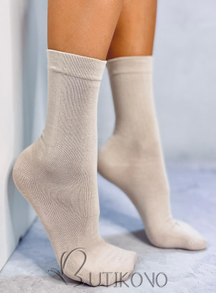 Hladké vysoké dámské ponožky nude
