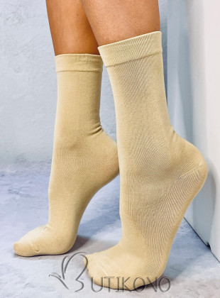 Hladké vysoké dámské ponožky světle žluté