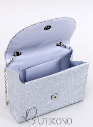 Lesklá formální kabelka stříbrná