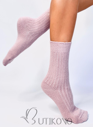 Růžové hřejivé dámské ponožky
