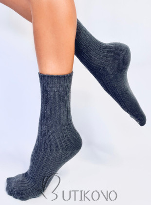 Tmavě šedé hřejivé dámské ponožky