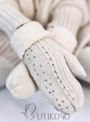 Zdobené dámské rukavice - palčáky ecru