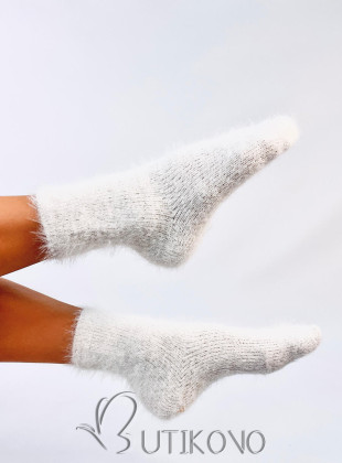 Dámské hřejivé ponožky béžová/bílá/růžová