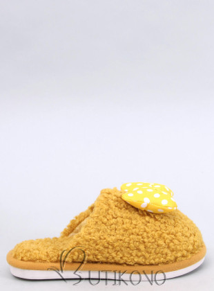 Žluté dětské pantofle s mašlí