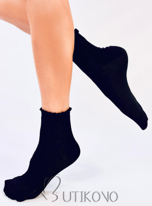 Černé dámské ponožky s volánem