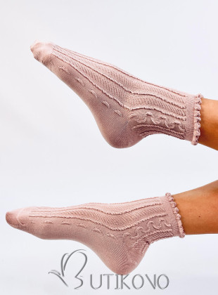Růžové dámské ponožky s volánem