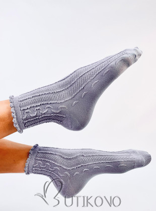 Levandulové dámské ponožky s volánem