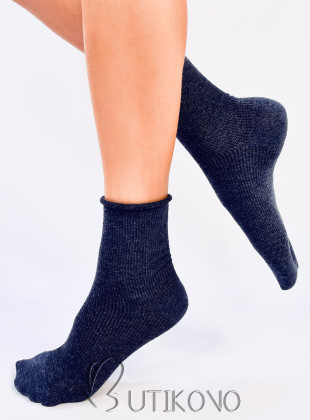 Tmavě modré hladké dámské ponožky