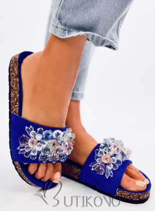 Modré pantofle s krystalky