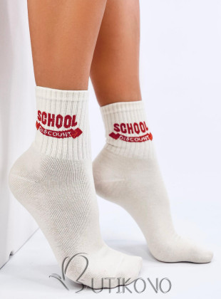 Béžové bavlněné ponožky SCHOOL