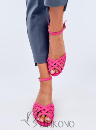 Fuchsiově růžové sandály na nízkém podpatku