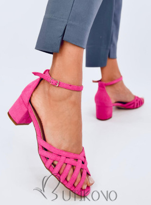 Fuchsiově růžové sandály na nízkém podpatku