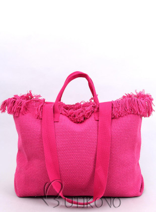 Růžová plážová taška s třásněmi