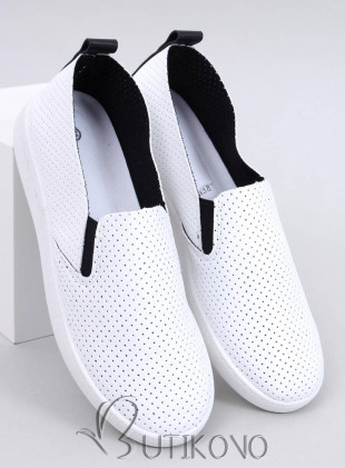 Perforované slip-on tenisky bílá/černá