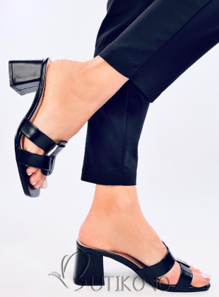 Černé elegantní pantofle na podpatku