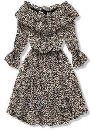 Béžové šaty s leopardím vzorem