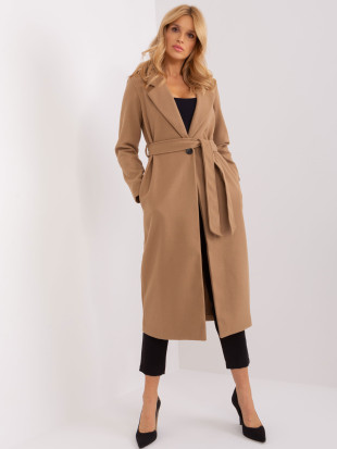 Elegantní přechodový kabát v camel barvě