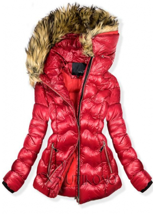 Červená krátká zimní bunda