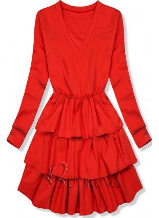 Červené šaty s volánovou sukní