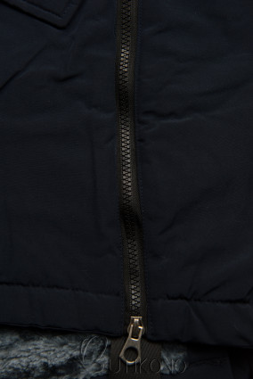 Tmavě modrá zimní bunda s vysokým límcem
