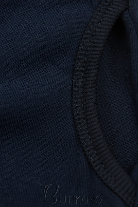 Tmavě modrá prodloužená mikina ve slim střihu