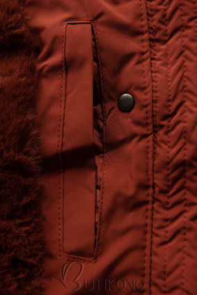 Terakota zimní bunda s velkou kapucí