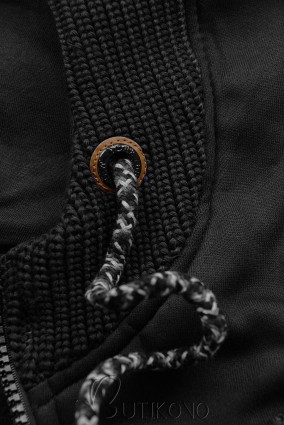 Černá mikina s ozdobným pletením