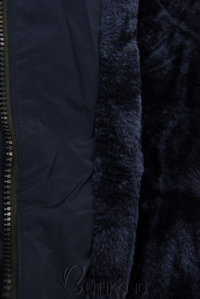 Tmavě modrá dlouhá bunda na zimu