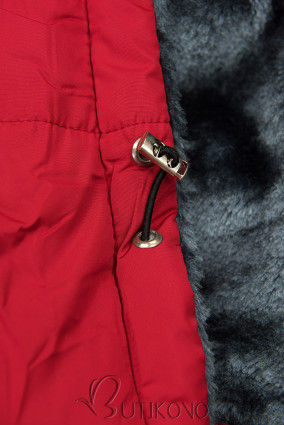 Červená prošívaná bunda s plyšovou podšívkou