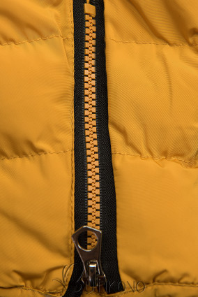 Hořčicově žlutá prošívaná bunda s plyšovou podšívkou