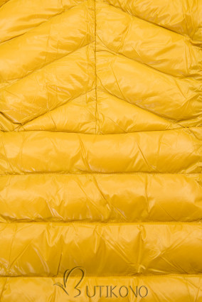 Žlutá/černá lesklá bunda s páskem