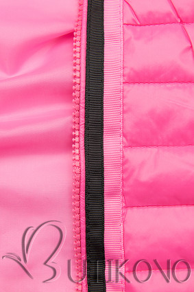 Růžová prošívaná lesklá bunda