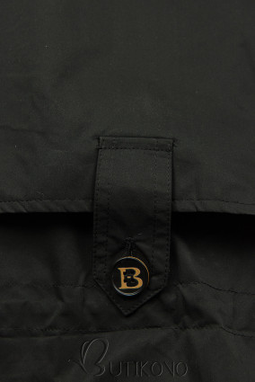 Černý béžový plášť s kapucí