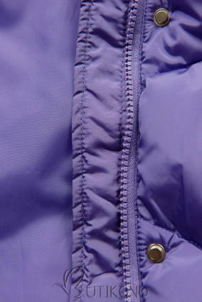 Fialová zimní bunda s kapucí a kožešinou