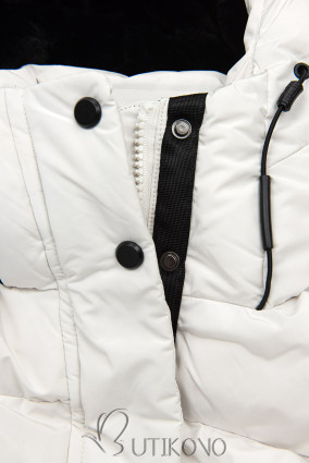 Extra teplá dlouhá zimní bunda v bílé barvě