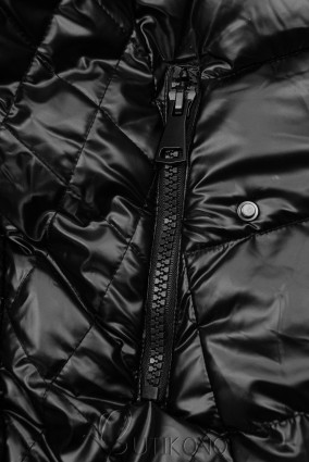 Černá lesklá prošívaná bunda