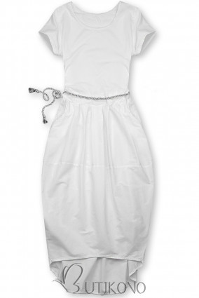 Bílé midi šaty v basic stylu