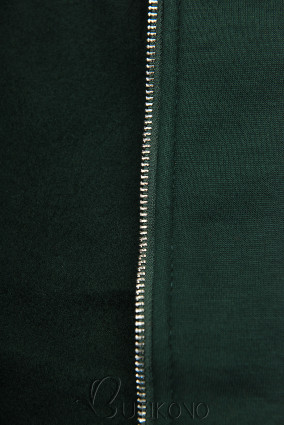Smaragdově zelená mikina na zip s kapucí