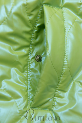 Jablkově zelená lesklá bunda s kapucí