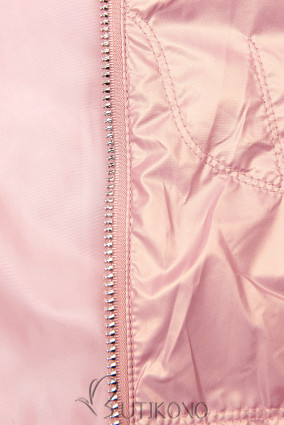 Perleťově růžová přechodná bunda s kapucí