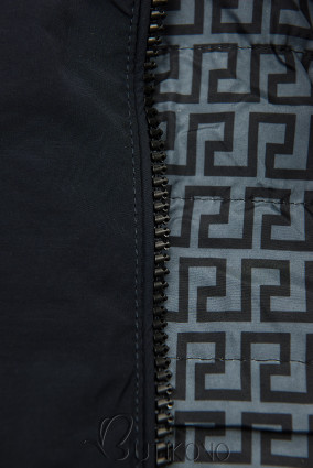 Tmavě modrá/šedá prošívaná oboustranná bunda