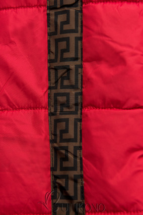 Červená/hnědá oboustranná bunda s výplní