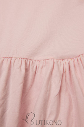 Světle růžové bavlněné šaty v A-střihu