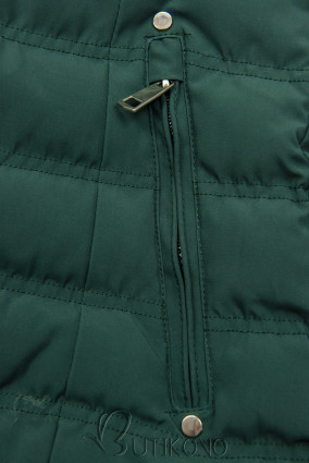 Zelená zimní bunda se šedým plyšem