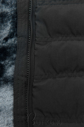 Černá zimní bunda se šedým plyšem